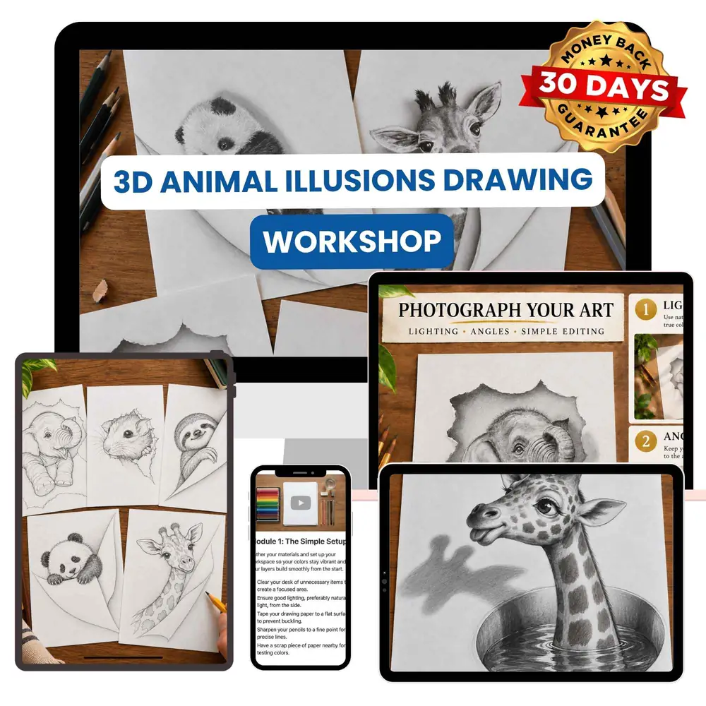 The 3D Animal Illusions Drawing Workshop with all modules and bonuses