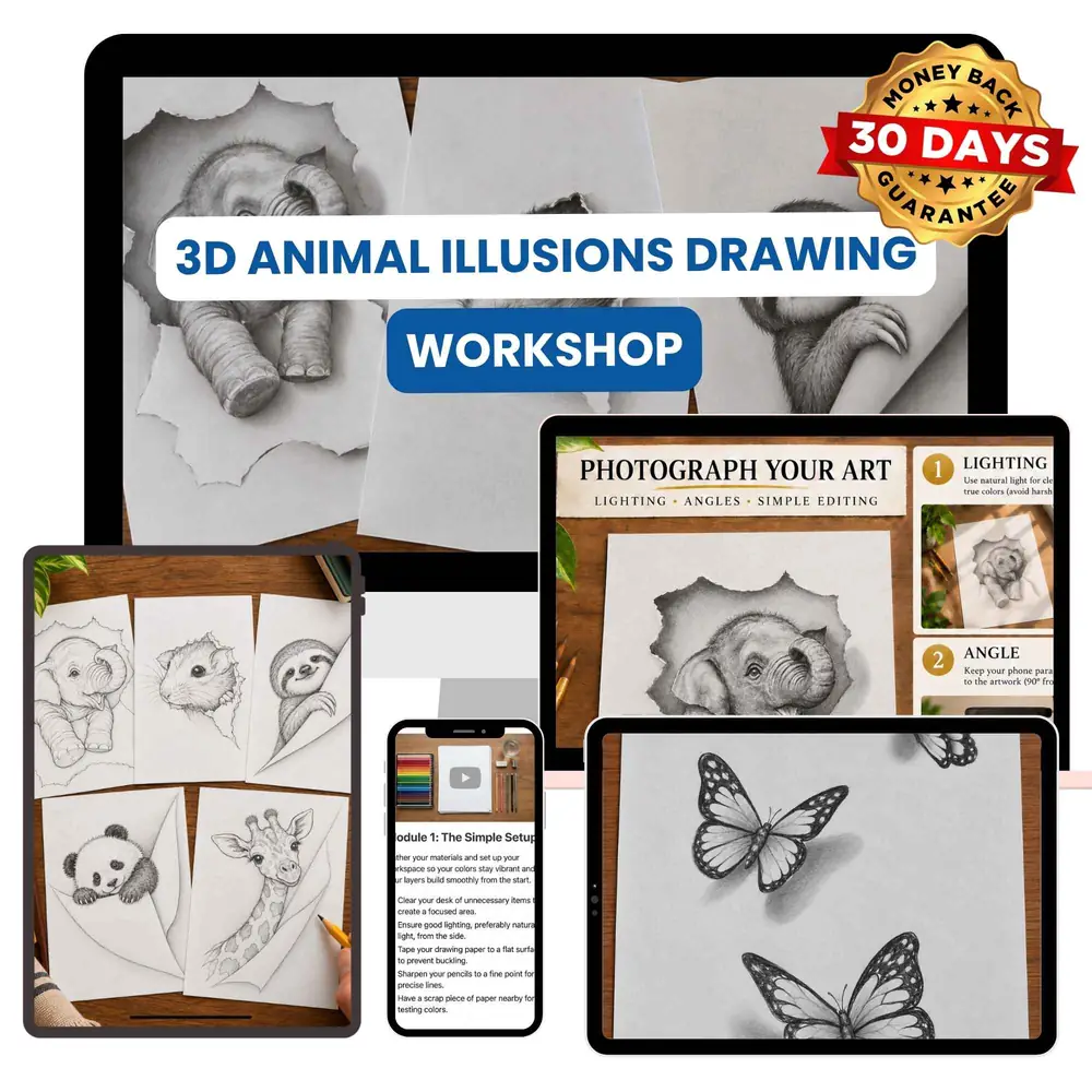 The 3D Animal Illusions Drawing Workshop with all modules and bonuses